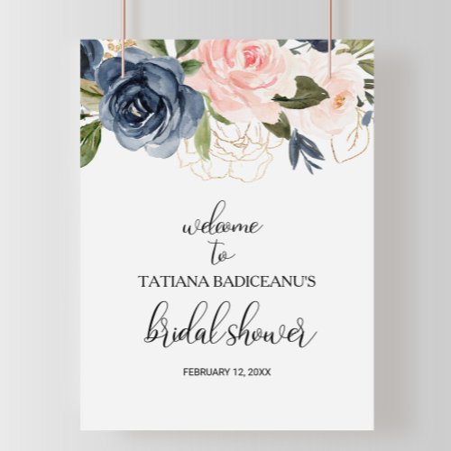 Exquisite Fall Floral Bridal Shower Welcome Poster