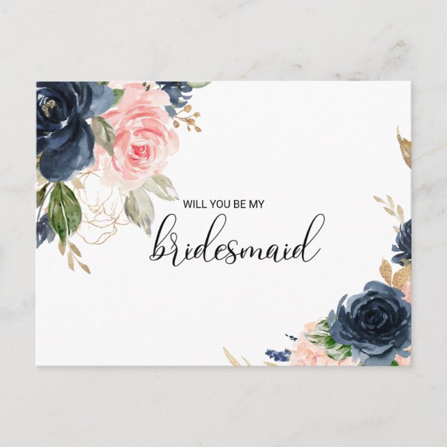 Exquisite Fall Floral Bridesmaid Invitation Postcard (Front)