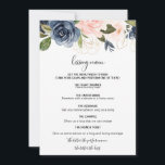 Exquisite Fall Floral Kissing Menu<br><div class="desc">This exquisite fall floral kissing menu is perfect for a tropical wedding reception. The design depicts hand-drawn pink blush,  dark blue and navy whimsical flowers,  inspiring elegance,  class and natural beauty.</div>