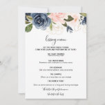 Exquisite Fall Floral Kissing Menu<br><div class="desc">This exquisite fall floral kissing menu is perfect for a tropical wedding reception. The design depicts hand-drawn pink blush,  dark blue and navy whimsical flowers,  inspiring elegance,  class and natural beauty.</div>