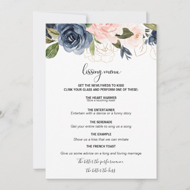 Exquisite Fall Floral Kissing Menu (Front)