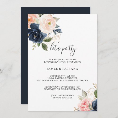 Exquisite Fall Floral  Lets Party Invitation