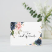 Exquisite Fall Floral Maid of Honor Invitation Postcard (Standing Front)