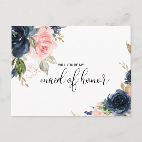 Exquisite Fall Floral Maid of Honor Invitation Postcard