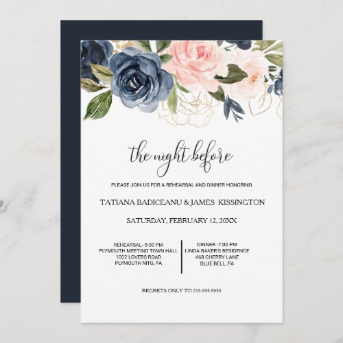Exquisite Fall Floral Rehearsal Dinner Invitation