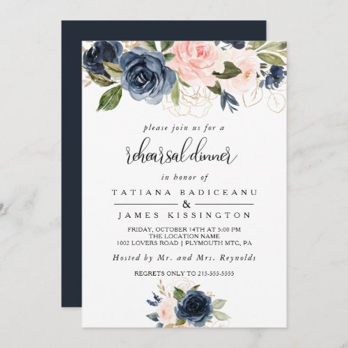 Exquisite Fall Floral Rehearsal Dinner Invitation