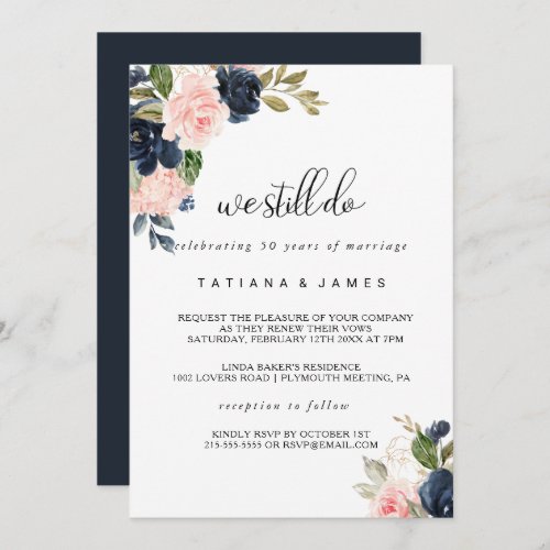 Exquisite Fall Floral Vow Renewal Invitation