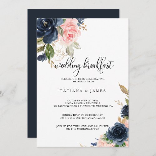 Exquisite Fall Floral Wedding Breakfast Invitation