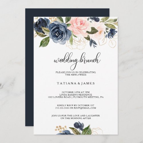 Exquisite Fall Floral Wedding Brunch Invitation