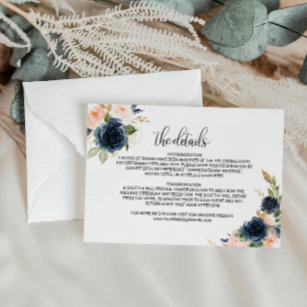Exquisite Fall Floral Wedding Details Insert Card