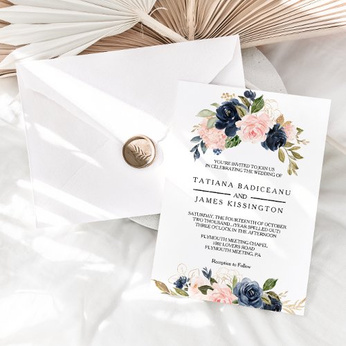 Exquisite Fall Floral wedding Invitation