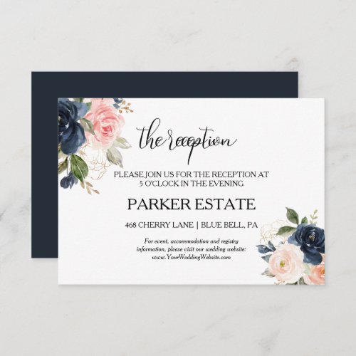 Exquisite Fall Floral Wedding Reception Card