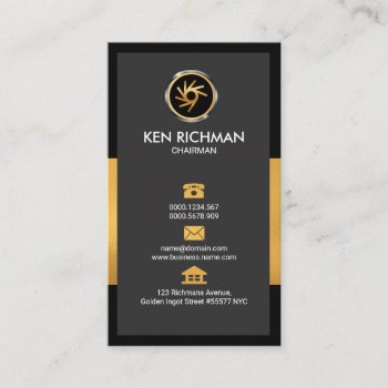 Exquisite Faux Gold Chairman Social Media Icons Business Card by keikocreativecards at Zazzle