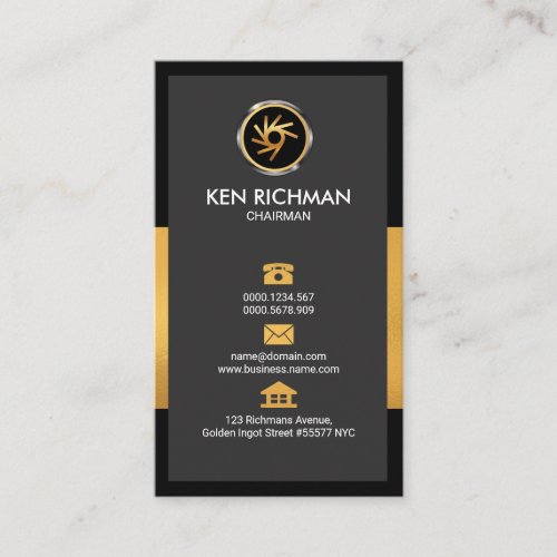 Exquisite Faux Gold Chairman Social Media Icons Business Card