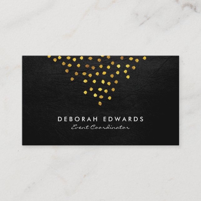 Exquisite Faux Leather Golden Specks Business Card (Front)