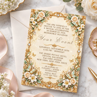 Exquisite Floral Butterfly Glamour Event Invitation