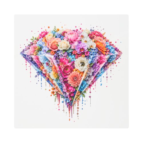 Exquisite Floral Diamond Design with Dripping Art