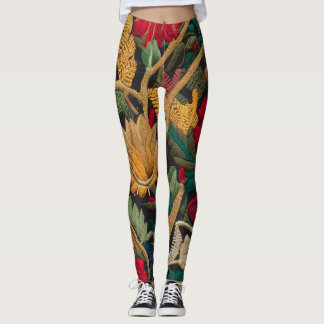 "EXQUISITE FLORAL EMBROIDERY PATTERN LAGGINGS" LEGGINGS