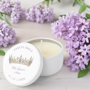 Exquisite Floral Lilac & Green Princess Tiara XV Mini Candle Favors