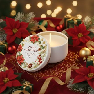 Exquisite Floral Round Botanical Christmas Border Mini Candle Favors