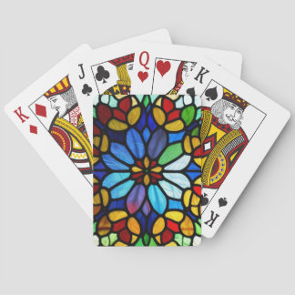 Exquisite Floral Stained Glass Elegance Poker Cards