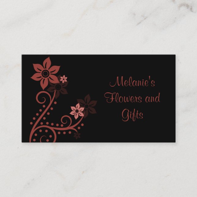 Exquisite Flowers Business Card, Cabernet Card (Front)