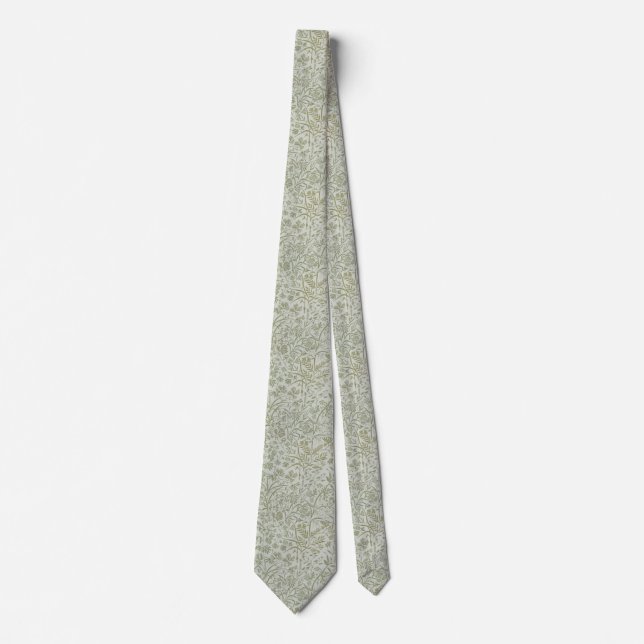 Exquisite foliage print tie in Arts & Crafts style (Front)