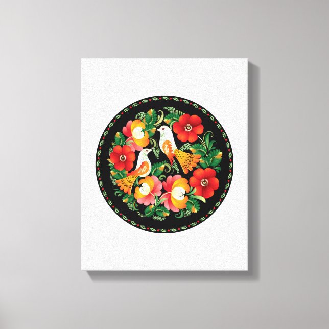 Exquisite Folk Art Birds Flowers Beautiful Decor (Front)