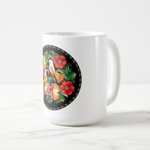 Exquisite Folk Art Birds Flowers Beautiful Decor Coffee Mug