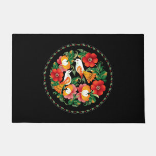 Exquisite Folk Art Birds Flowers Beautiful Decor Doormat