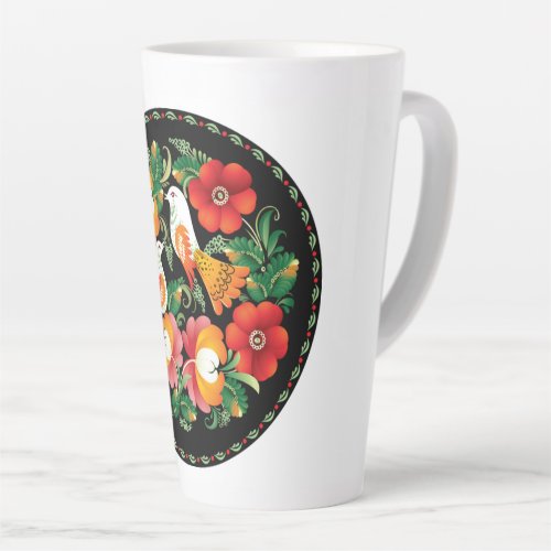 Exquisite Folk Art Birds Flowers Beautiful Decor Latte Mug