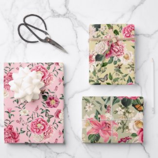 Exquisite Garden Floral Wrapping Paper Sheets