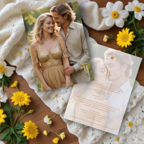 Exquisite Glam Minimalist Gold Wedding Initials  Foil Invitation