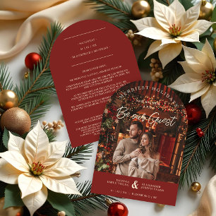 Exquisite Glamorous Christmas Photo Wedding  Save The Date