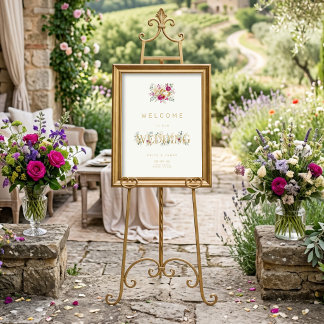 Exquisite Gold Rings Floral Wedding Welcome TLW26 Poster