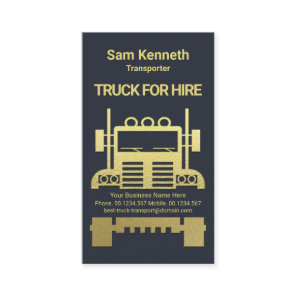 Exquisite Gold Semi Truck Logistics Trucker Business Card