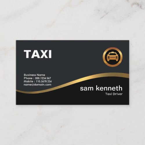 Exquisite Gold Wave Taxi Driver Business Card