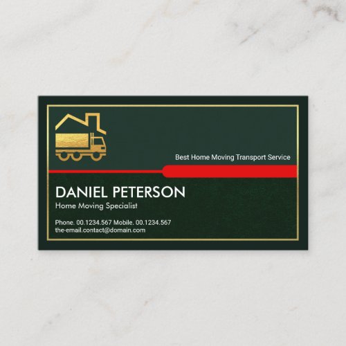 Exquisite Green Layers Gold Frame Home Moving Business Card