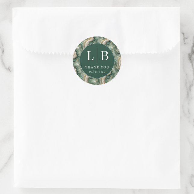 Exquisite Green Marble Circle Classic Round Sticker (Bag)