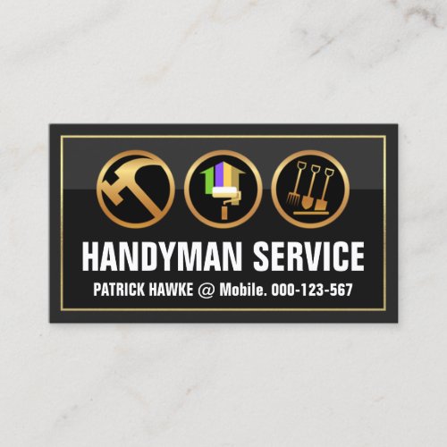 Exquisite Grey Layers Gold Frame Handyman Business Card