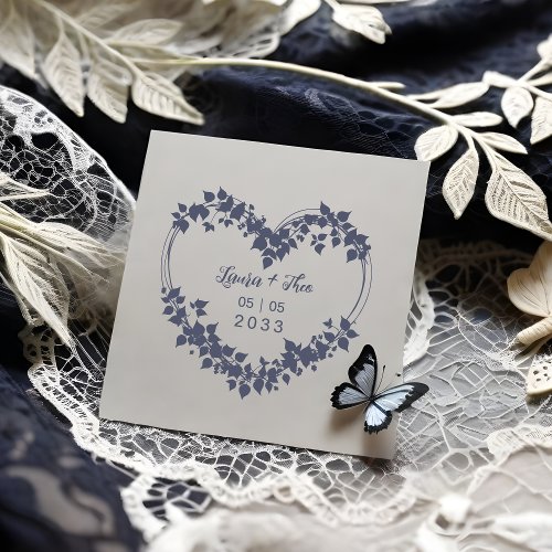 Exquisite Heart of Leaves  Wild Branches Wedding Rubber Stamp