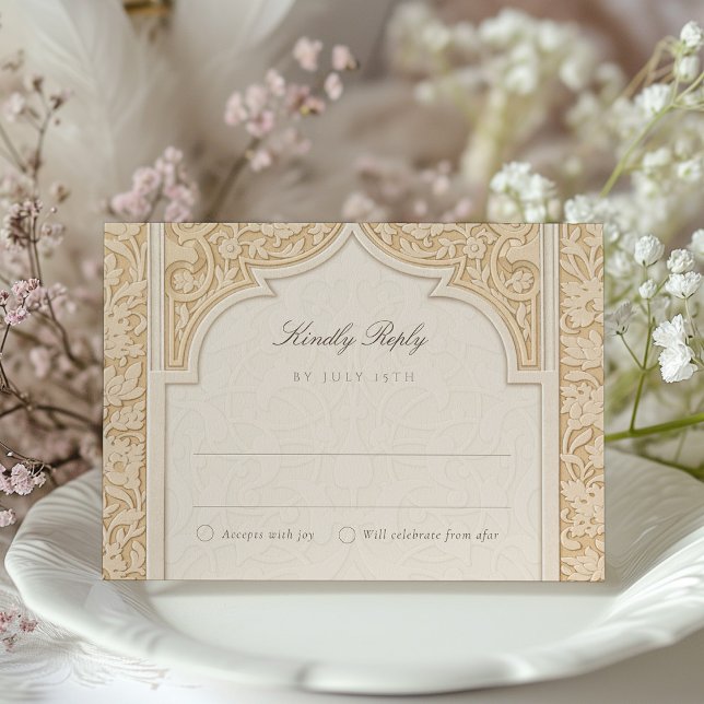 Exquisite Islamic Arch RSVP Card for Wedding (Creator Uploaded)