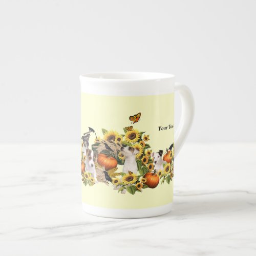 Exquisite Jack Russell Fall Harvest Bone China Mug