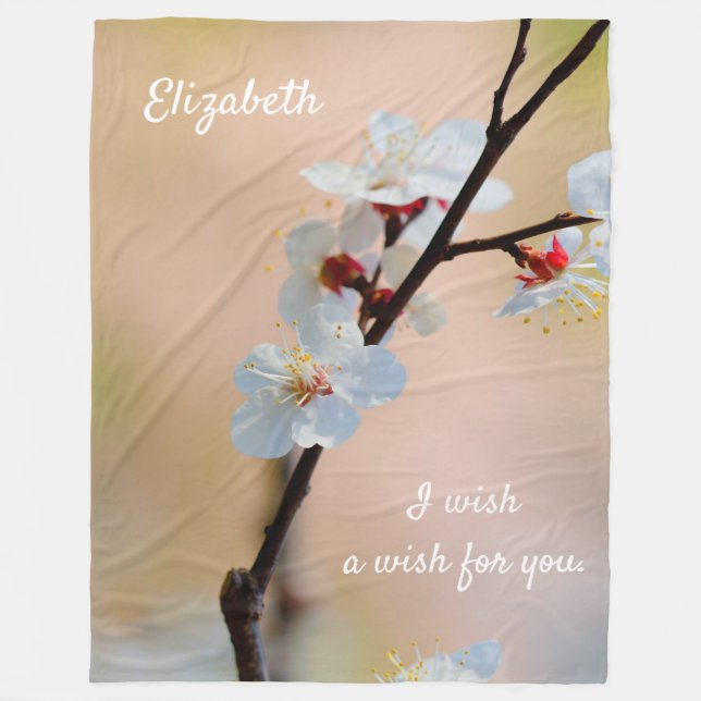 Exquisite Japanese Apricot Flowers Fleece Blanket (Front)