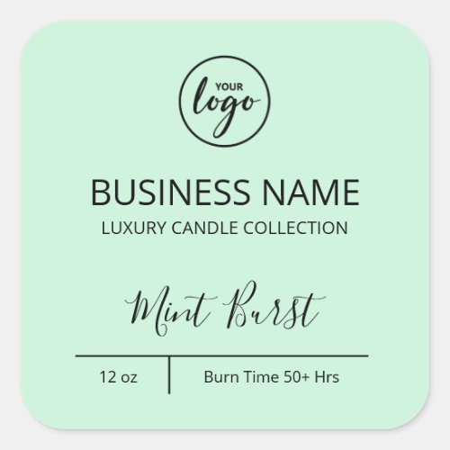Exquisite Logo Mint Green Candle Labels