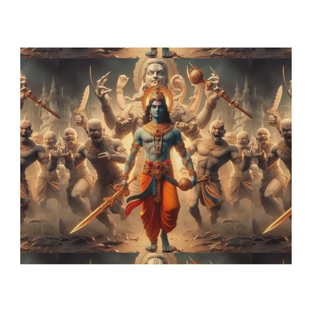 Exquisite Lord Sri Krishna Photo Print on Wood art (Front)