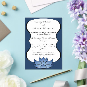 Exquisite Lotus in Blue Acrylic Wedding Invitations
