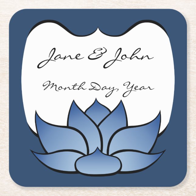 Exquisite Lotus in Blue Paper Coaster (Front)