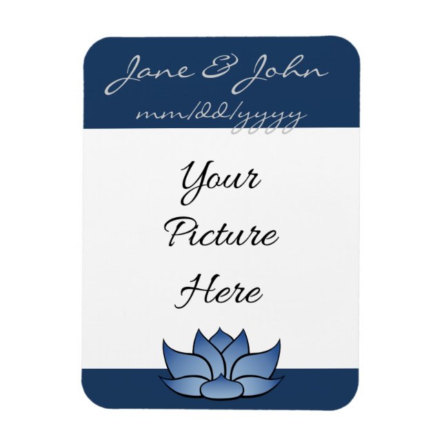 Exquisite Lotus in Blue Save-the-Date Magnet (Vertical)