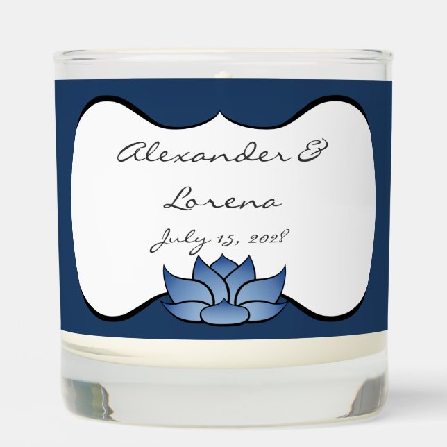 Exquisite Lotus in Blue Scented Candle (Front)